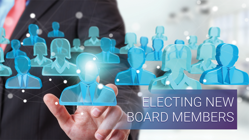 Electing New Board Members with hand and images of people
