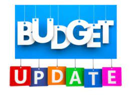Budget Update Text in blue and multicolors