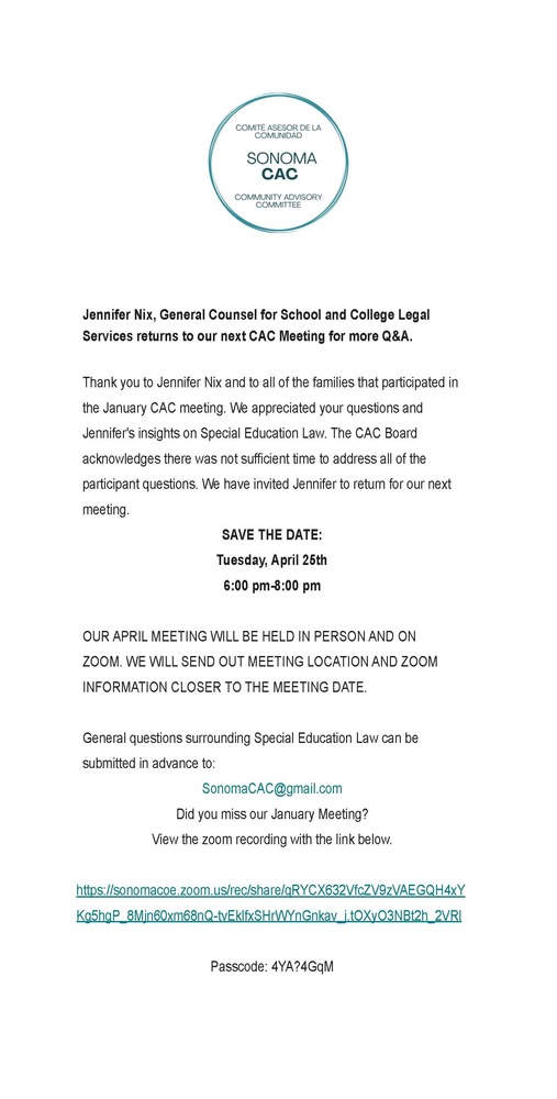 Sonoma CAC Community Advisory Comm